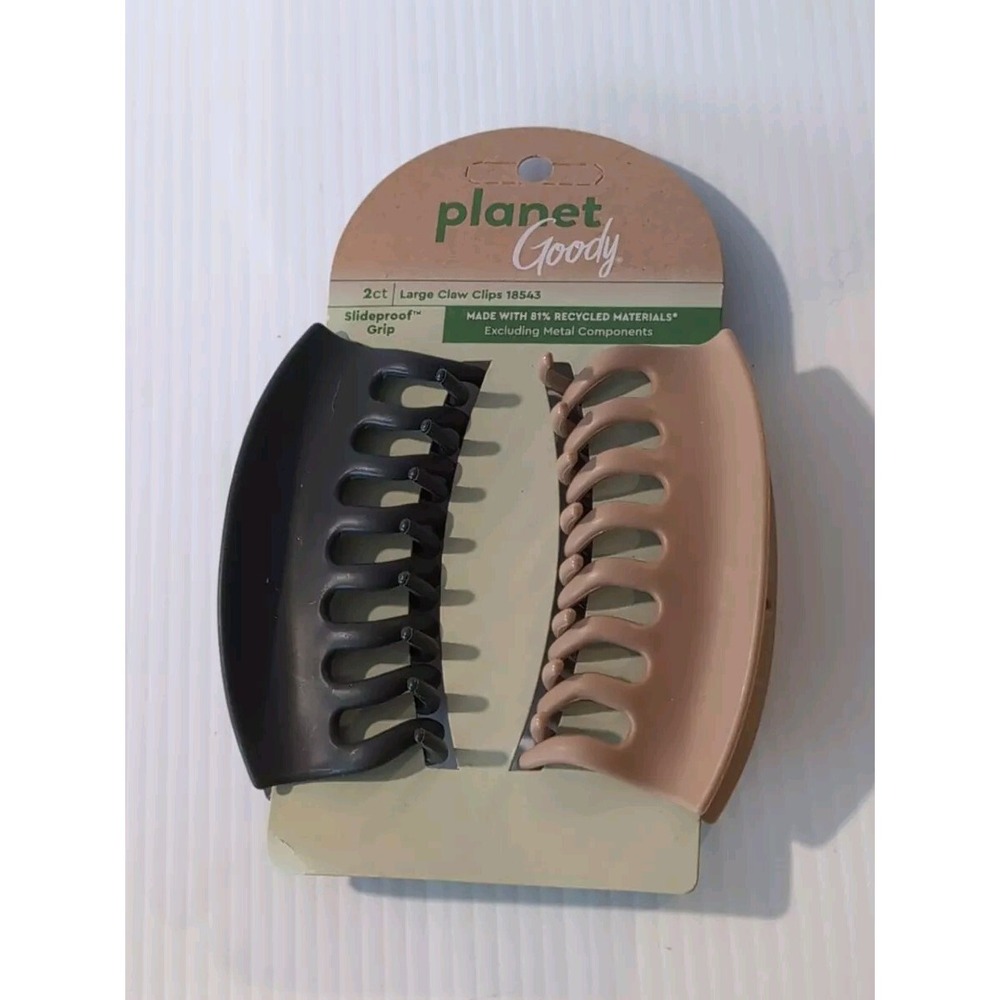 Planet Goody Sustainable Round large Claw Clips - 2 Count, 1 black, 1 brown